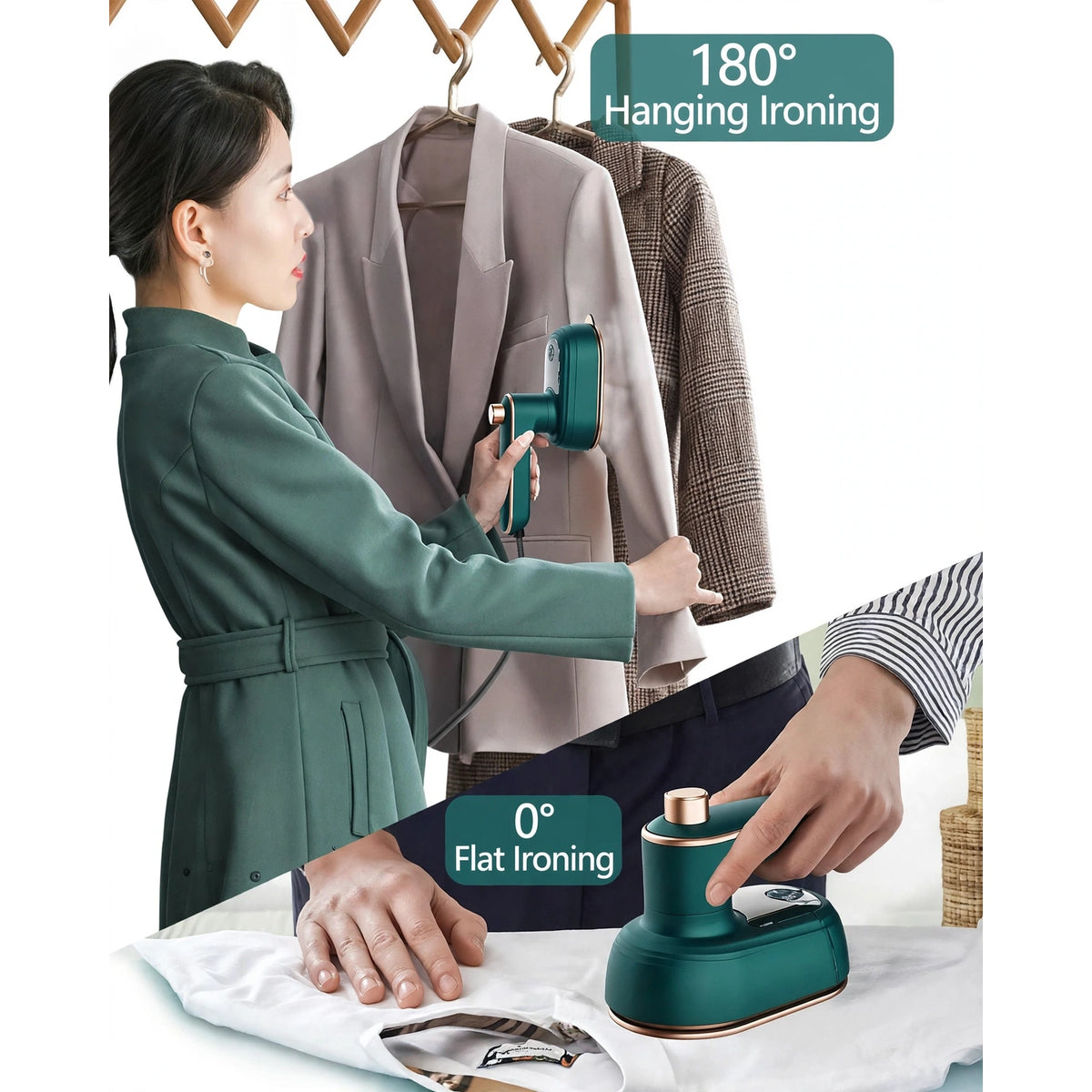 Portable Mini Electric Steam Iron - Handheld Garment Steamer for Travel & Home