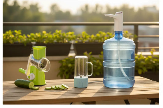 Best smart kitchen gadgets Pakistan — manual vegetable cutter, portable mini juicer, and electric water dispenser | Daily Choice PK