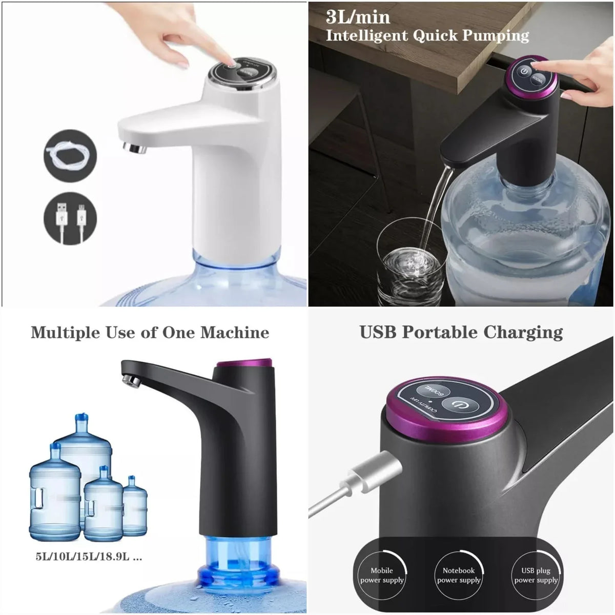 Electric Water Dispenser Pump – USB Rechargeable Pump for 19L Bottles
