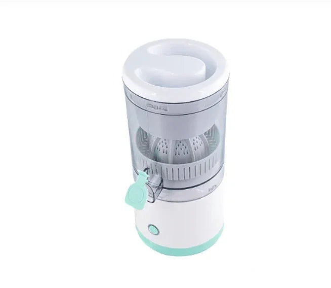 White and green juicer on a white background