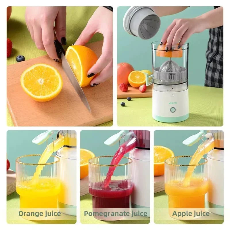  Portable Electric Citrus Juicer 80W – Fresh Juice Preparation Collage