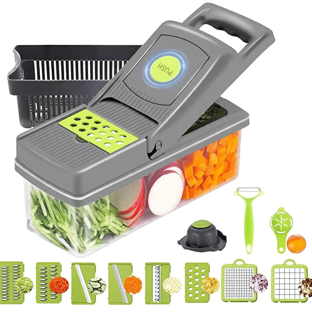 16 In 1 Vegetable Chopper, Dicer & Slicer With Storage Container