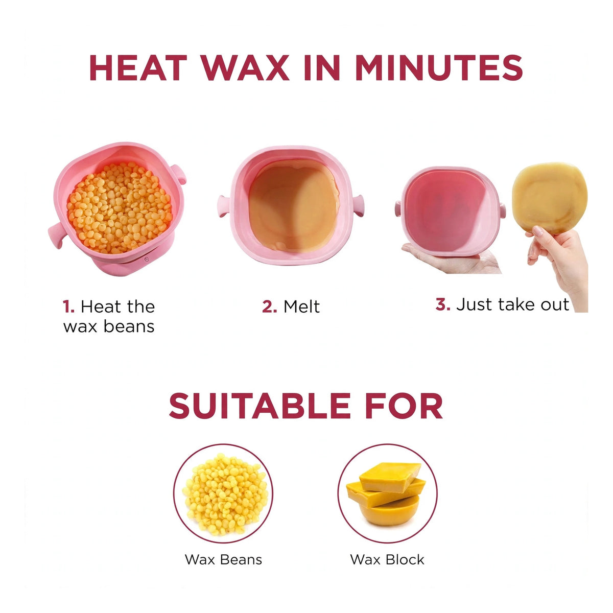 Portable Silicone Wax Warmer - 400ml Foldable Hair Removal Wax Heater